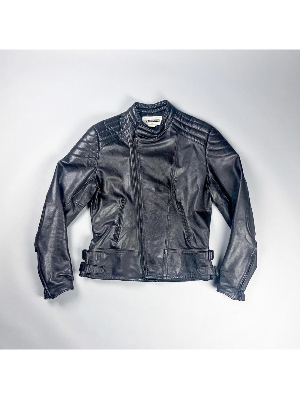 Vintage 80s Black Leather Motorcycle Jacket by MotoMaster, Classic Moto Coat